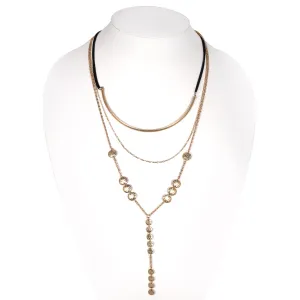 GOLD LAYERED  NECKLACE #HNN89158YGDBK (OH8)