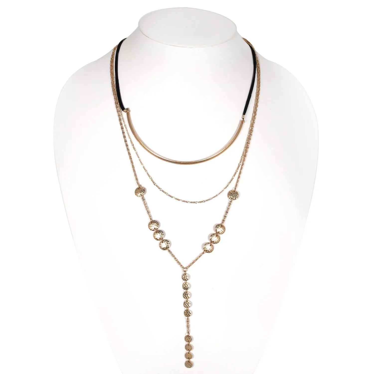 GOLD LAYERED  NECKLACE #HNN89158YGDBK (OH8)