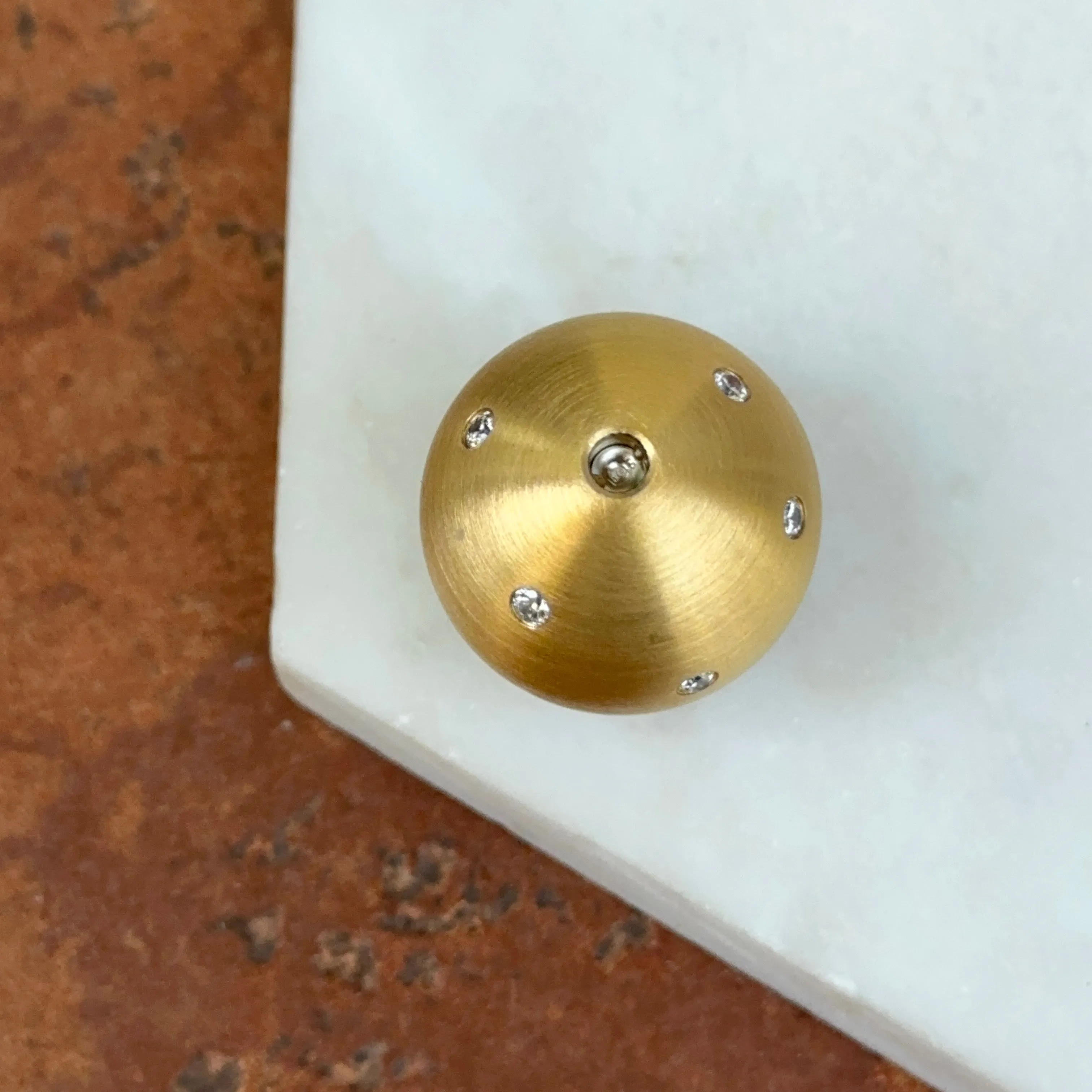 Gold Plated Stainless Steel 20mm Gypsy Set CZ Ball Swap Pendant