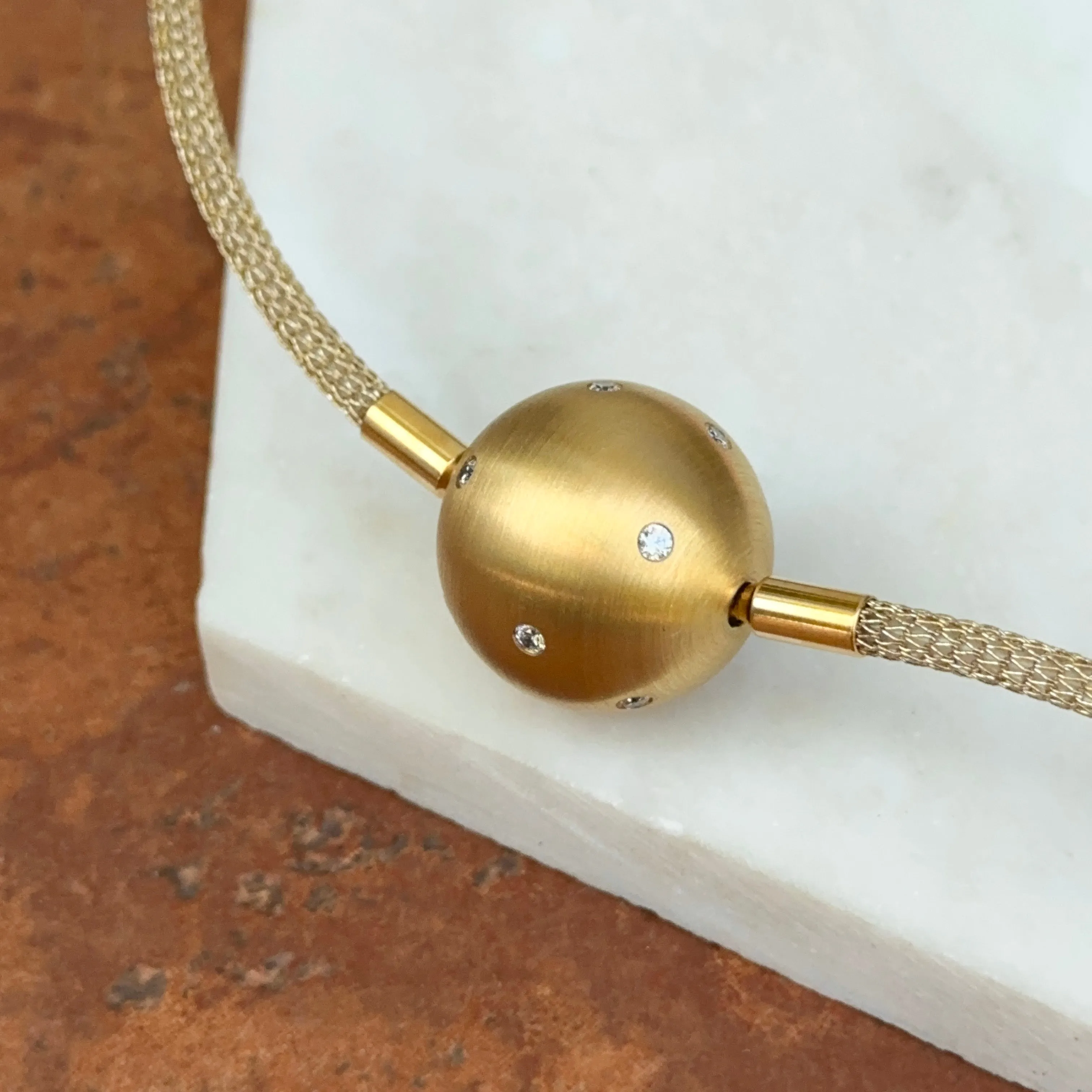 Gold Plated Stainless Steel 20mm Gypsy Set CZ Ball Swap Pendant