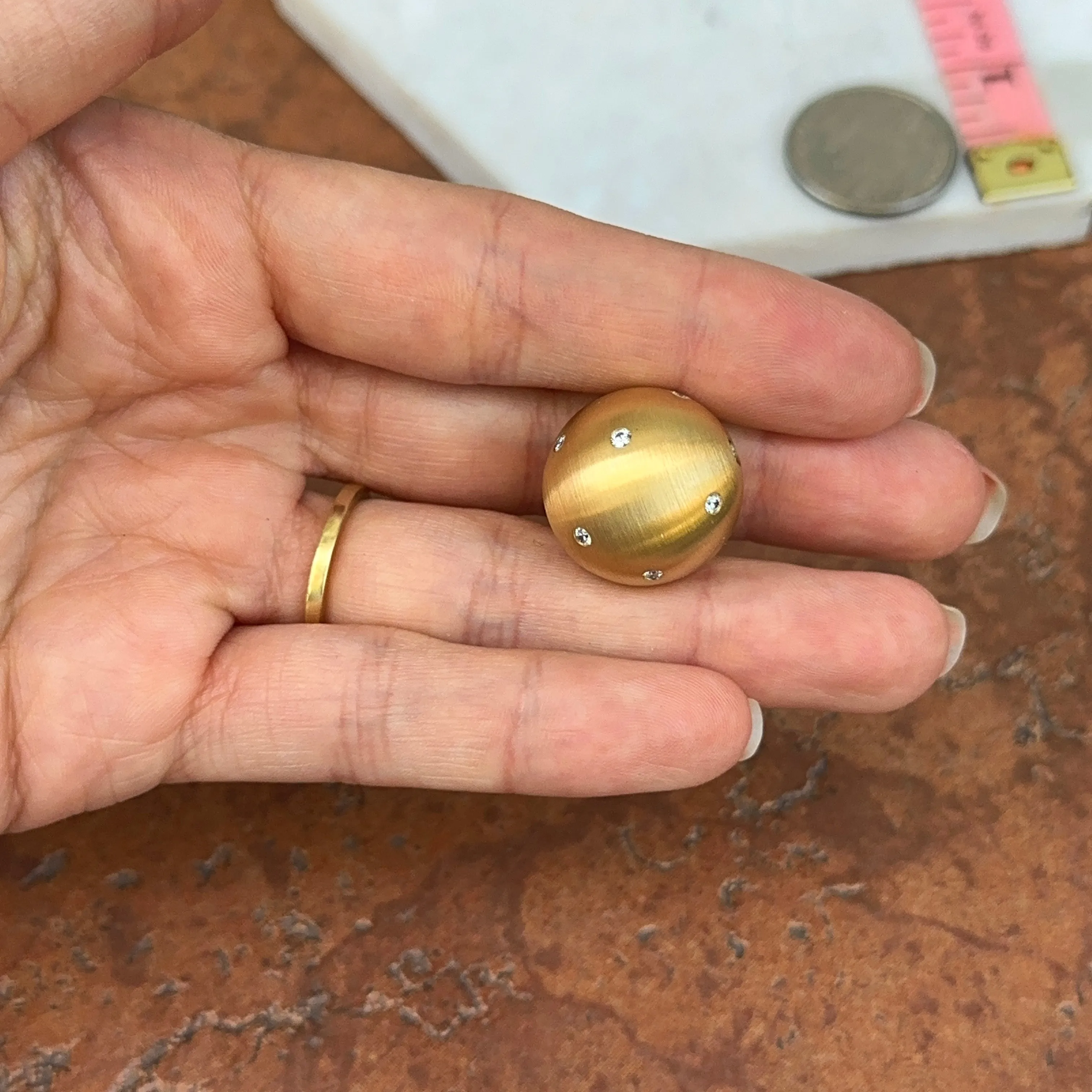 Gold Plated Stainless Steel 20mm Gypsy Set CZ Ball Swap Pendant