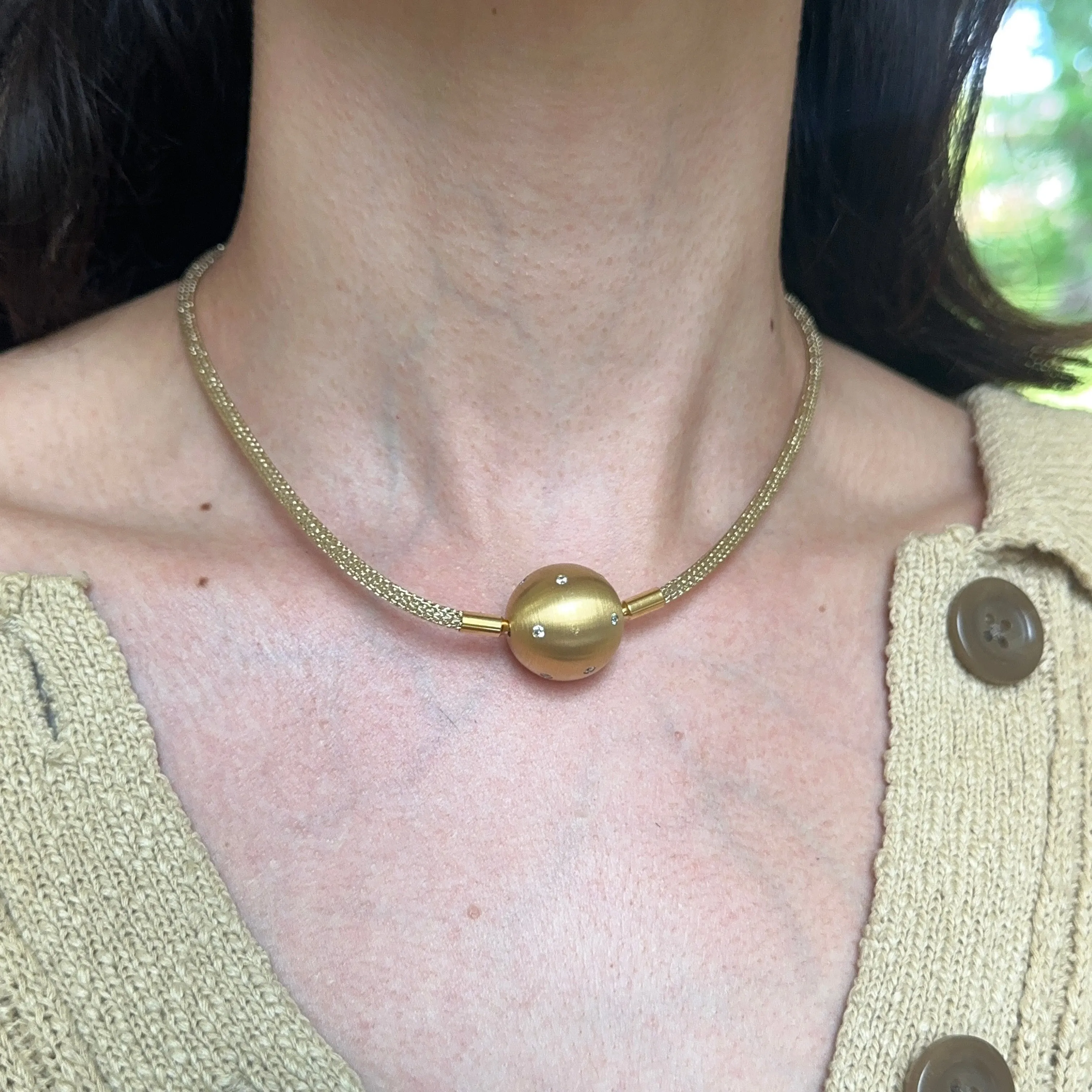 Gold Plated Stainless Steel 20mm Gypsy Set CZ Ball Swap Pendant