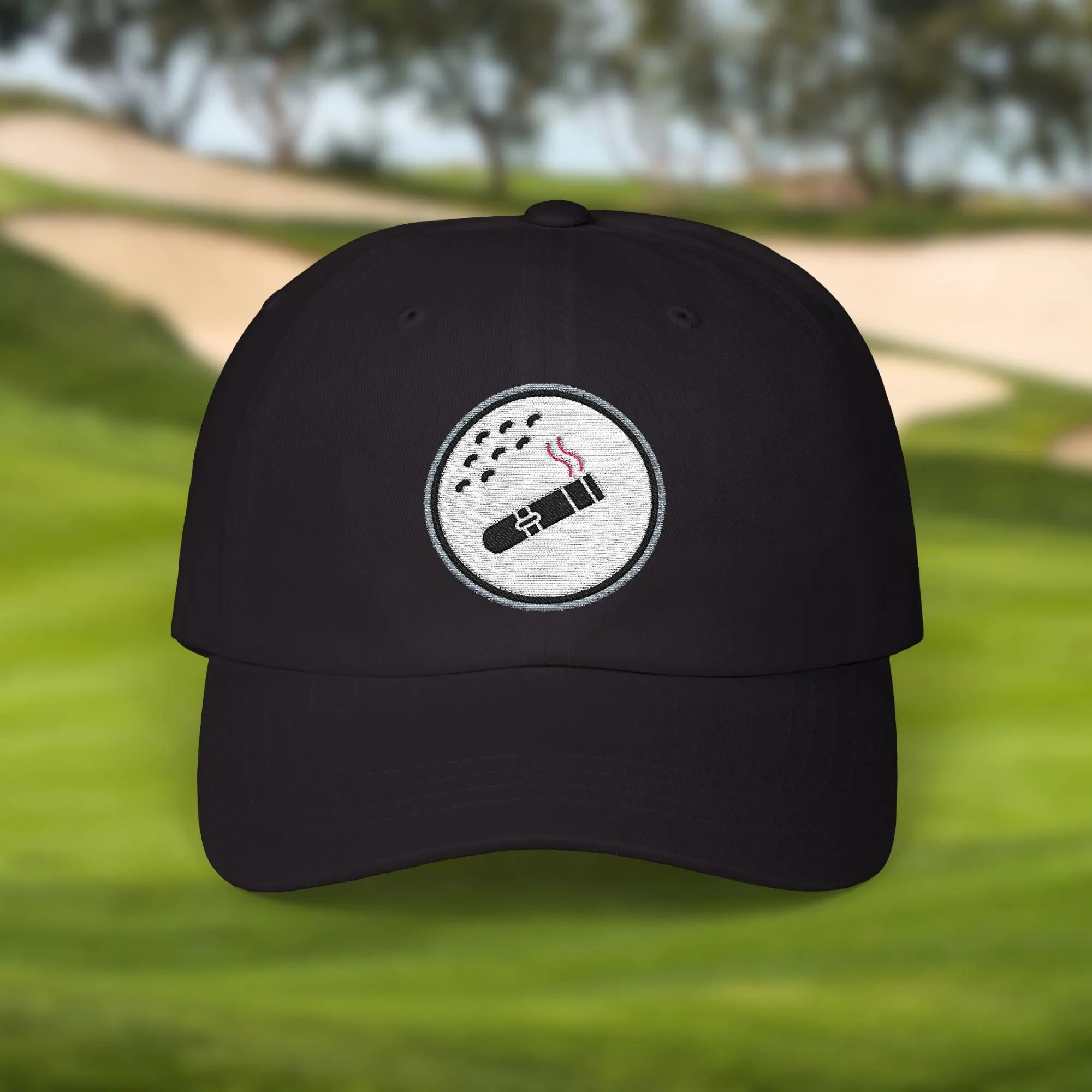 Golf Ball Cigar Smoking Embroidered Hat