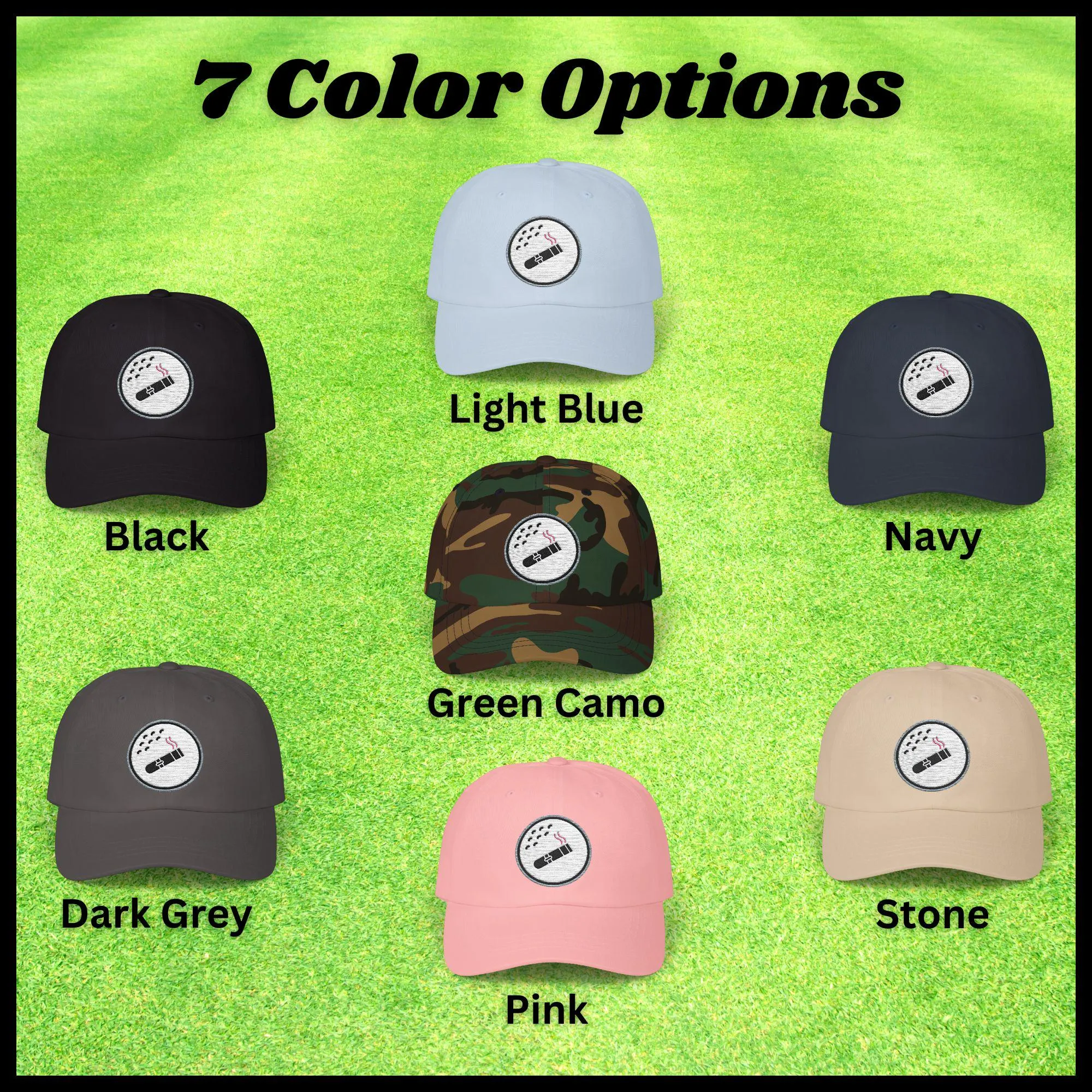 Golf Ball Cigar Smoking Embroidered Hat