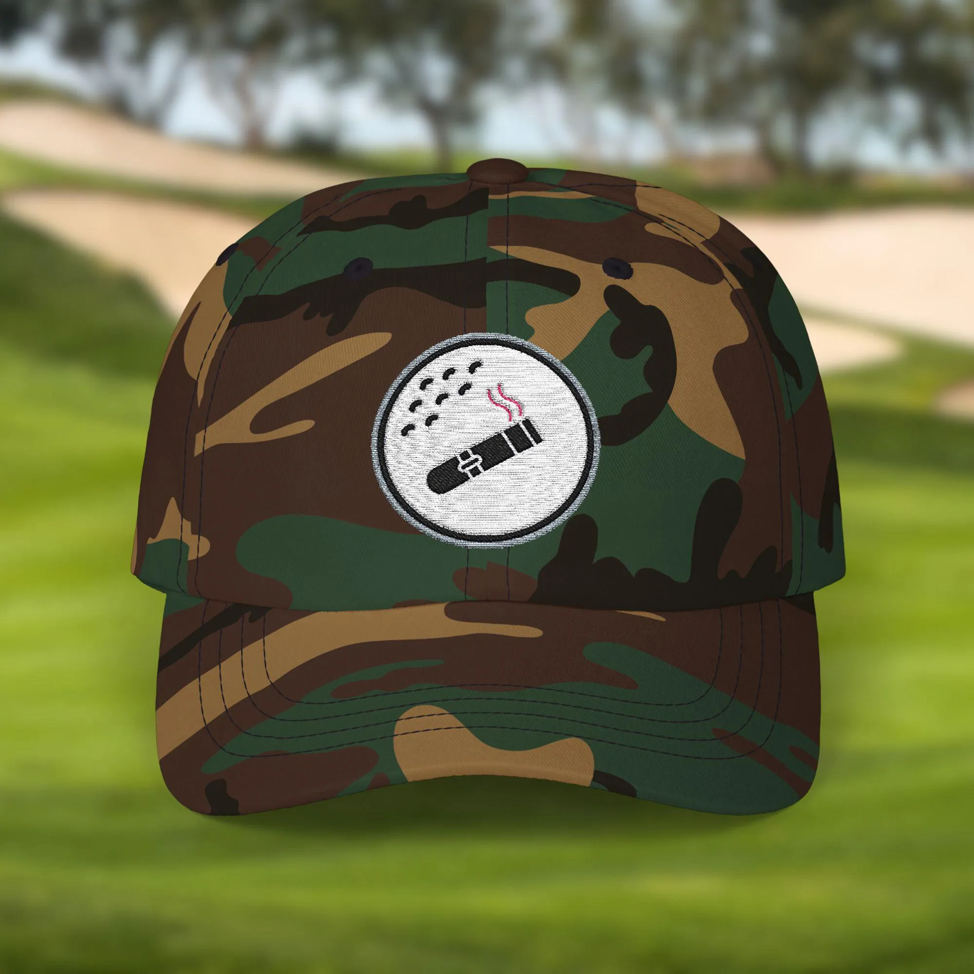 Golf Ball Cigar Smoking Embroidered Hat