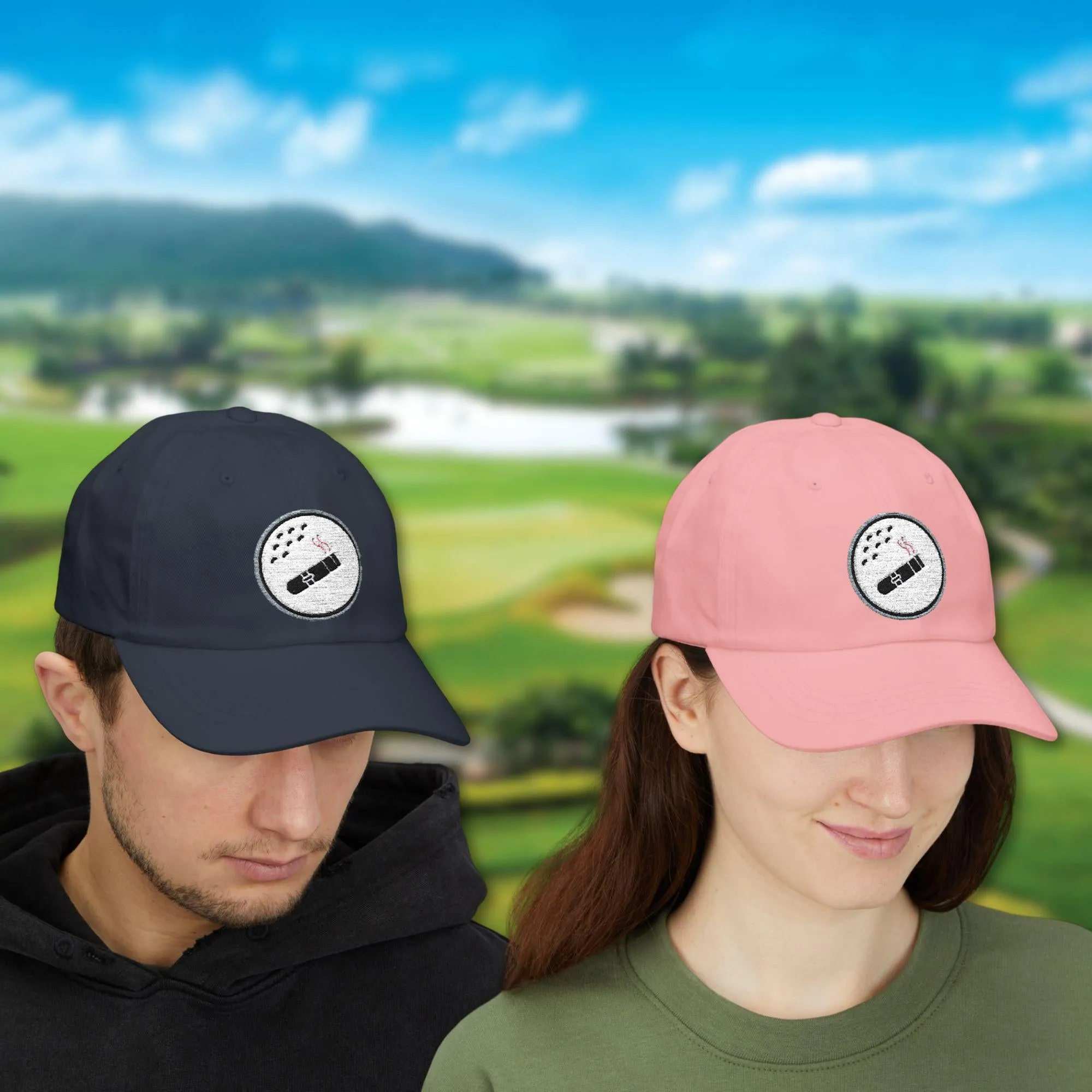 Golf Ball Cigar Smoking Embroidered Hat
