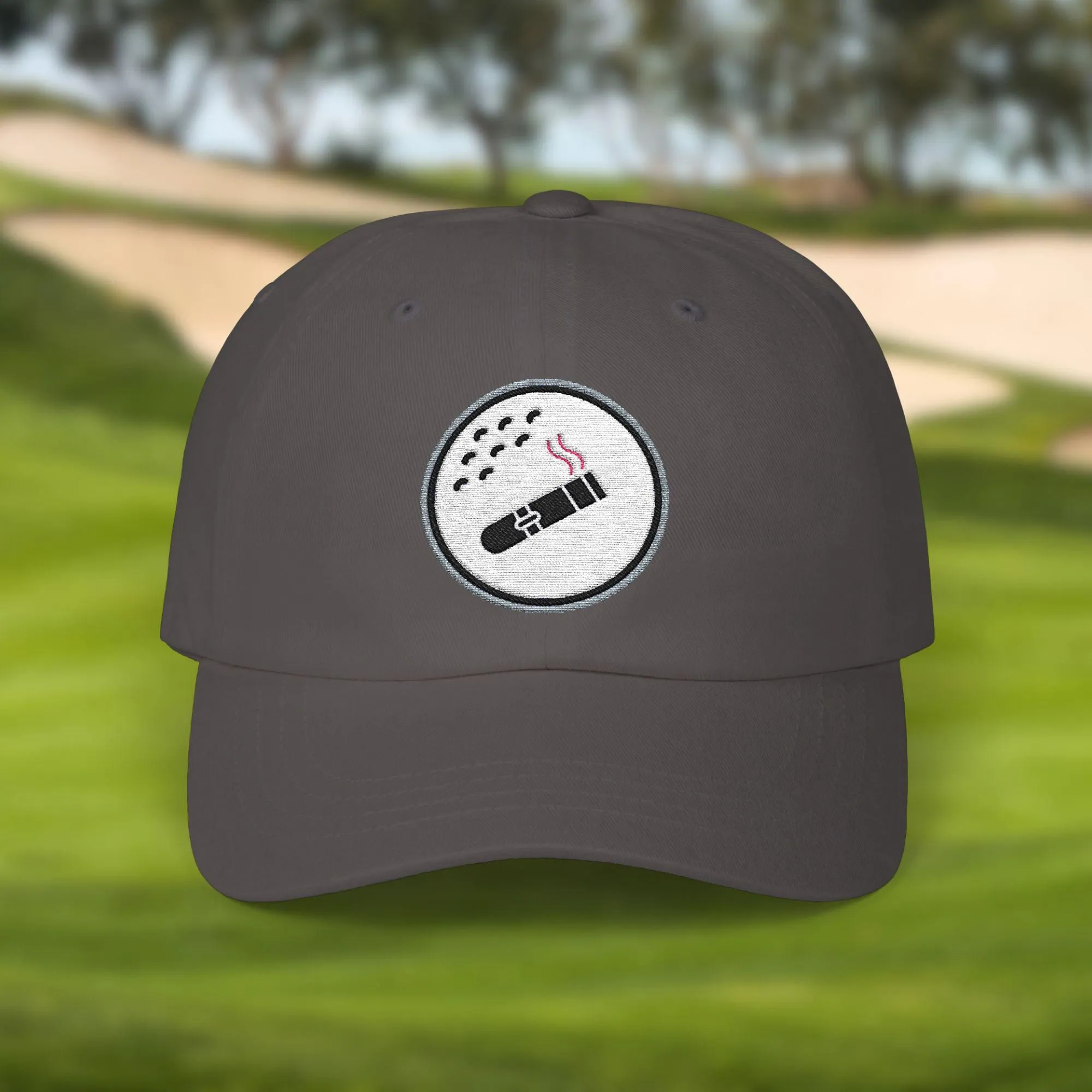 Golf Ball Cigar Smoking Embroidered Hat
