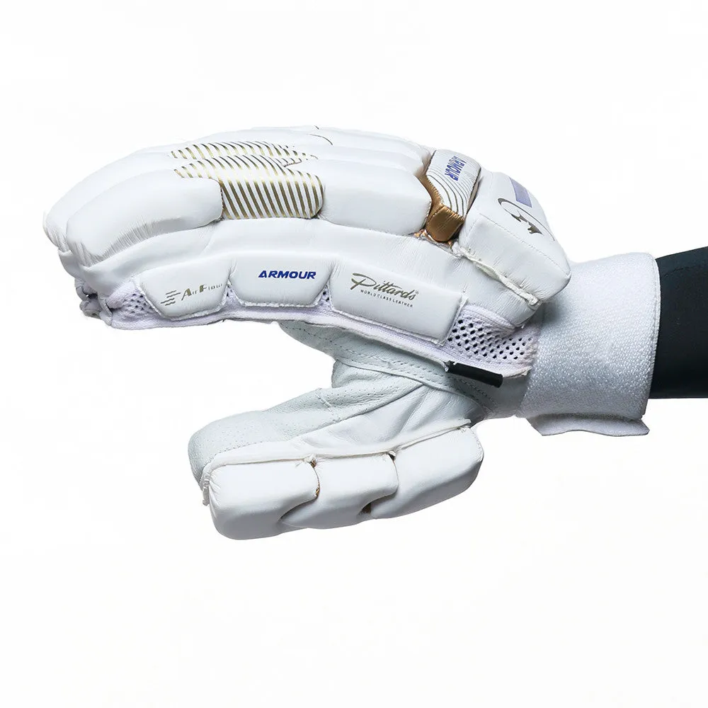 Gortonshire Armour White Cricket Batting Gloves Mens Size