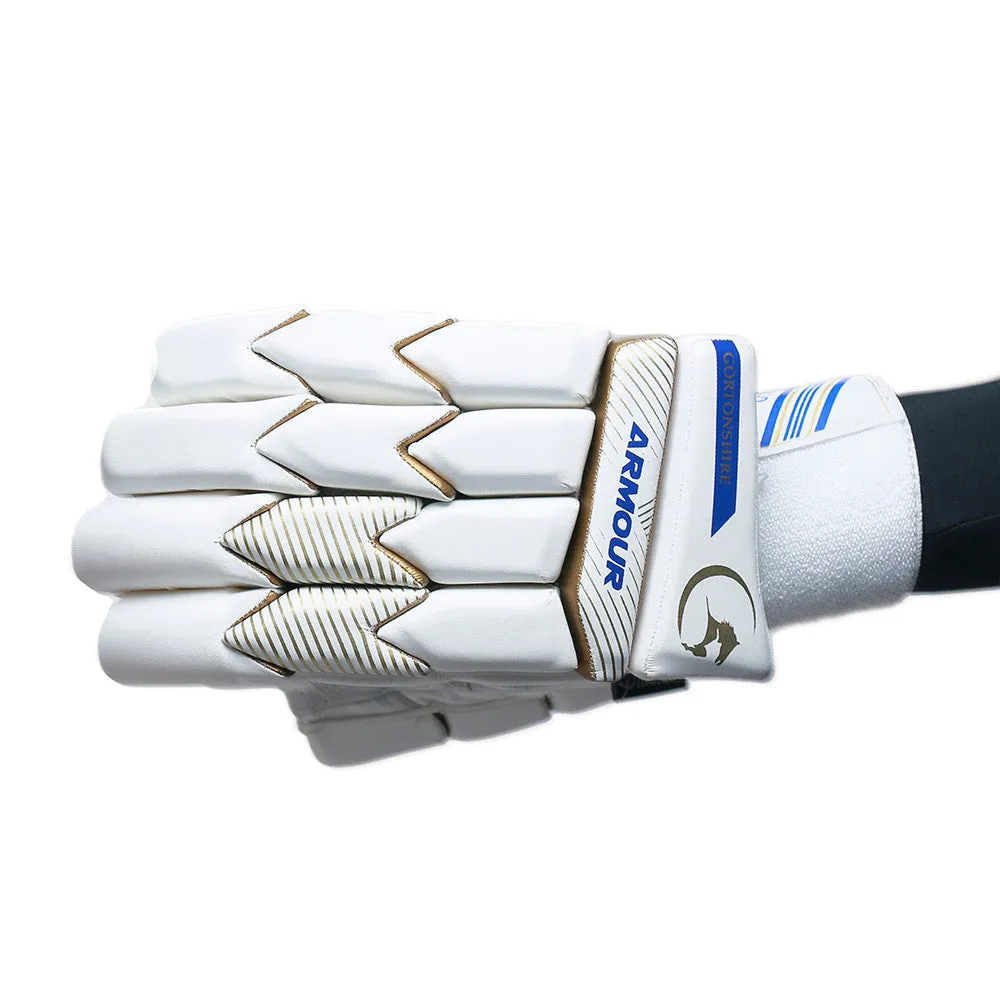 Gortonshire Armour White Cricket Batting Gloves Mens Size