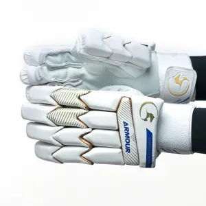 Gortonshire Armour White Cricket Batting Gloves Mens Size