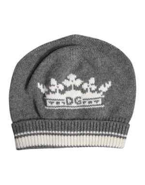 Gray Cashmere Knitted Winter Beanie Hat