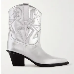 Gray Leather Women Ankle Boot
