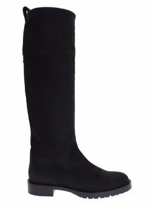 Gray Suede Goatskin Flat Boots