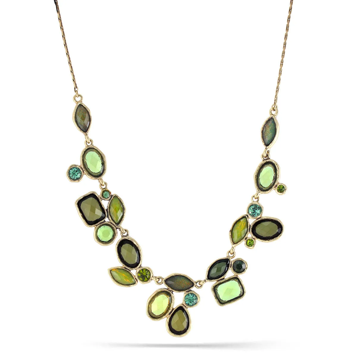 GREEN FACETED STONE NECKLACES #160GN1601