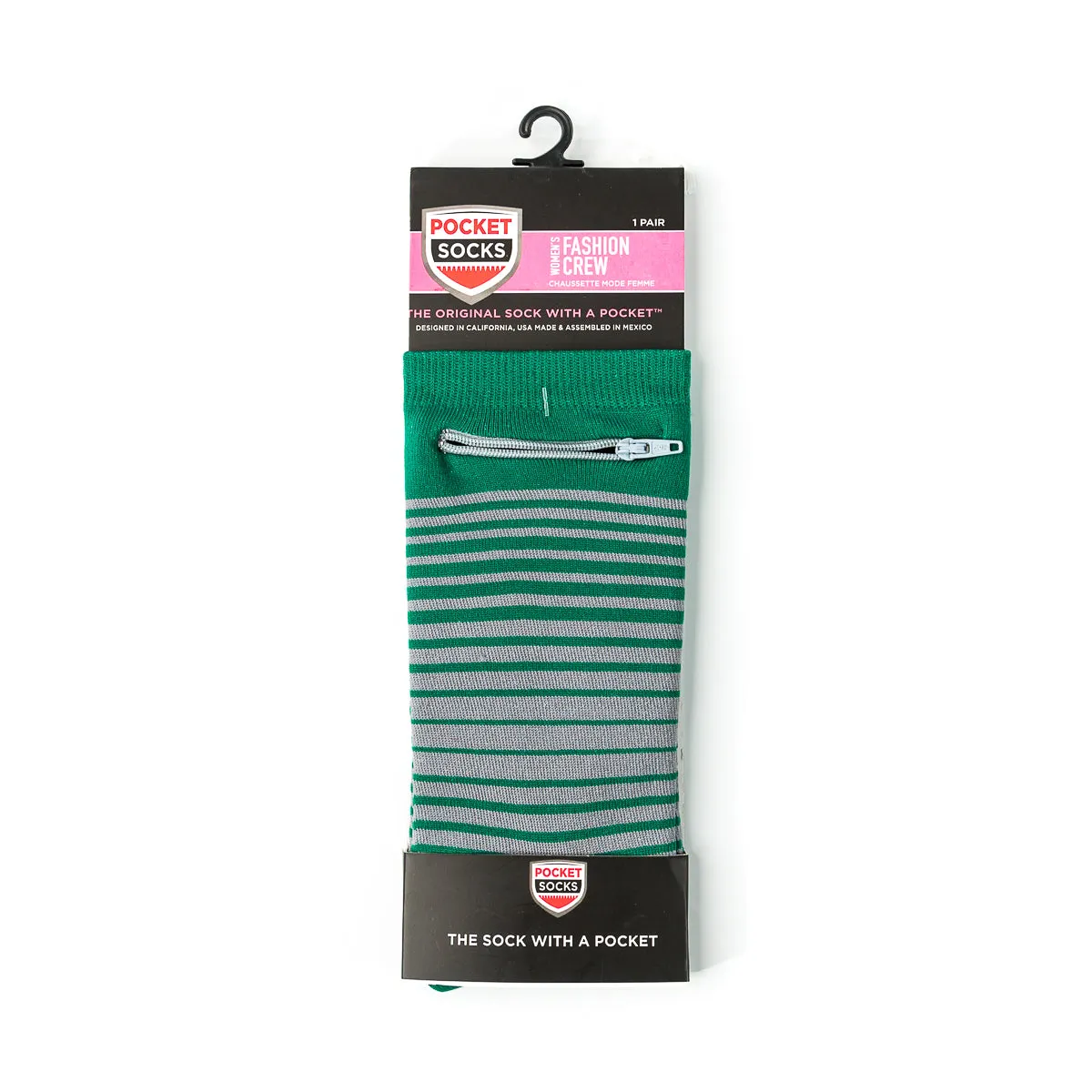 Green - Grey, Fashion Crew Pocket Socks®