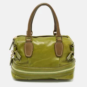 Green Leather Andy Expandable Satchel