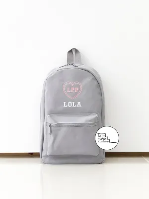 (Grey) Personalised Name & Design Unisex Mini Nursery School Backpack Rucksack Bag