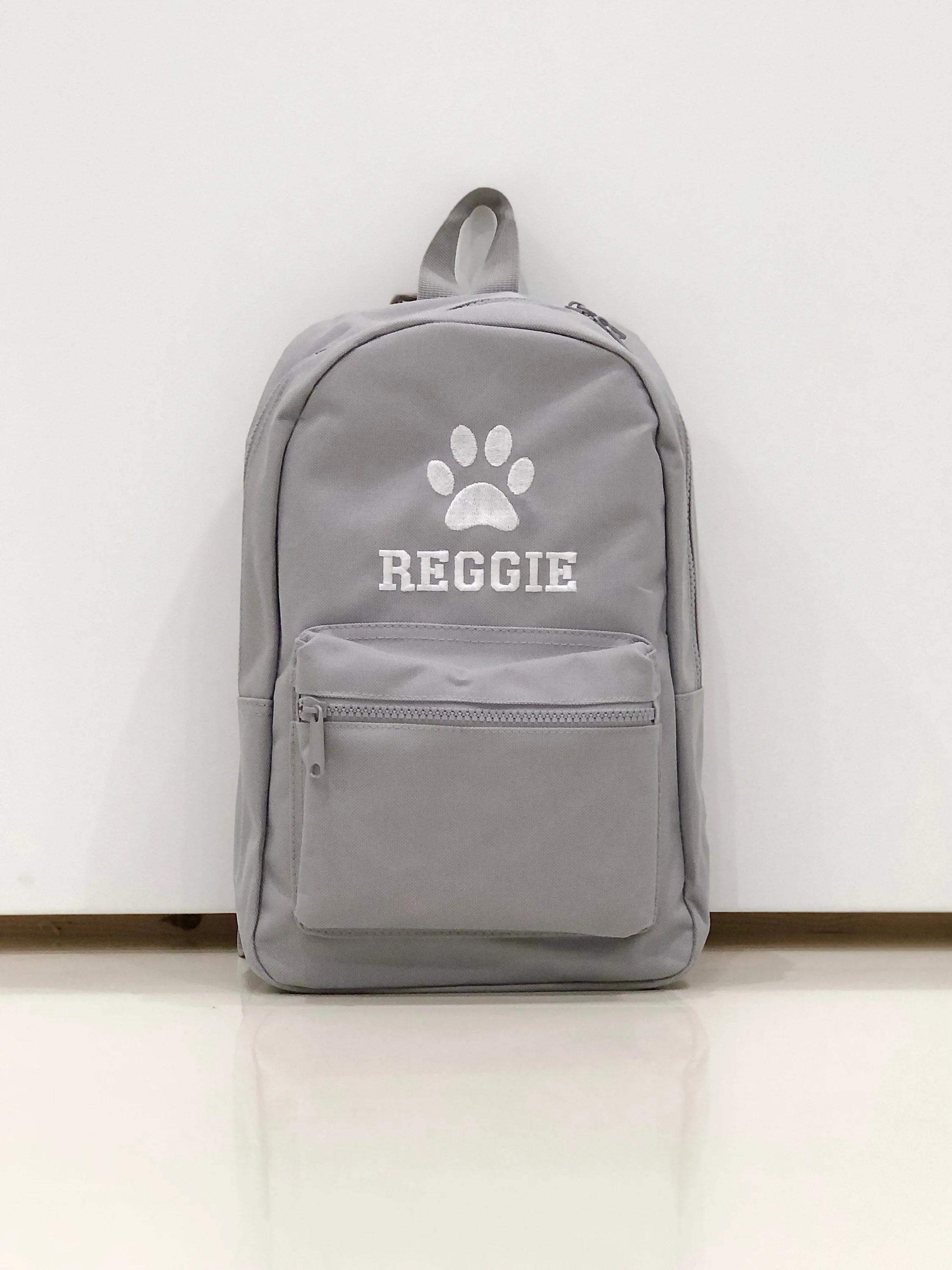 (Grey) Personalised Name & Design Unisex Mini Nursery School Backpack Rucksack Bag