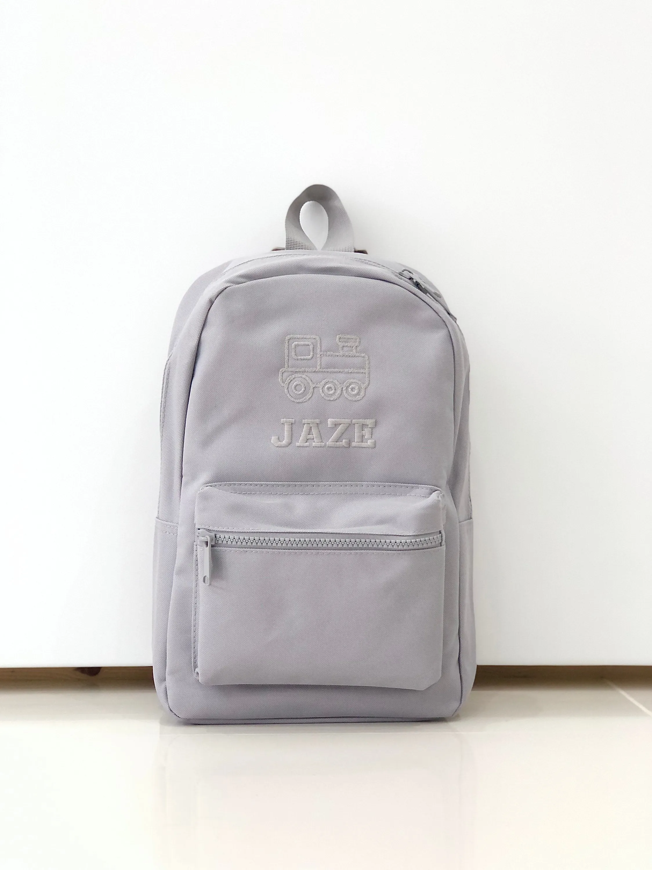 (Grey) Personalised Name & Design Unisex Mini Nursery School Backpack Rucksack Bag