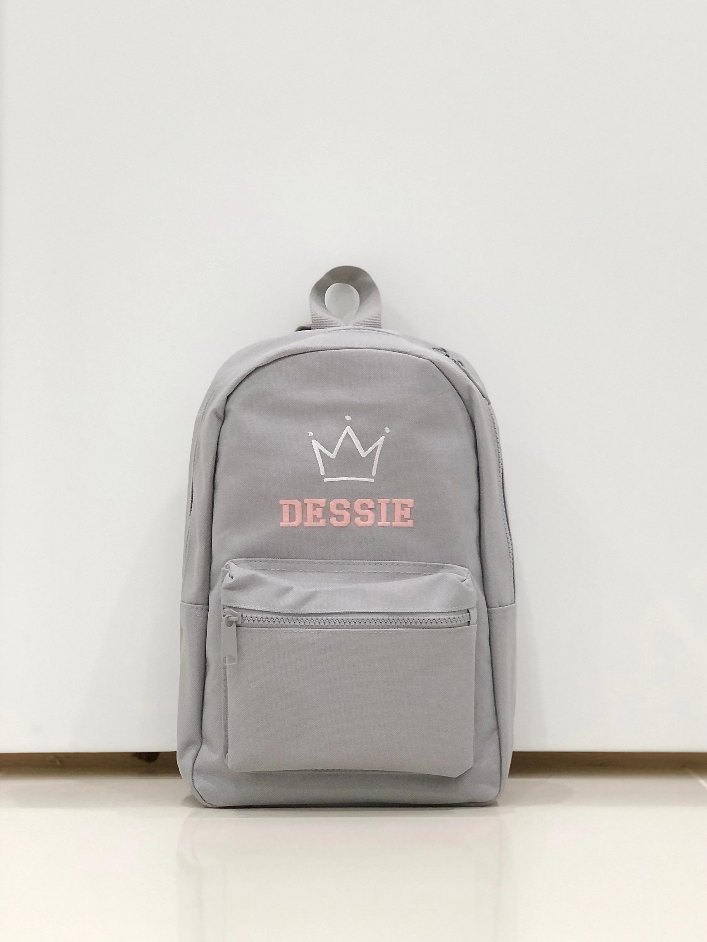 (Grey) Personalised Name & Design Unisex Mini Nursery School Backpack Rucksack Bag