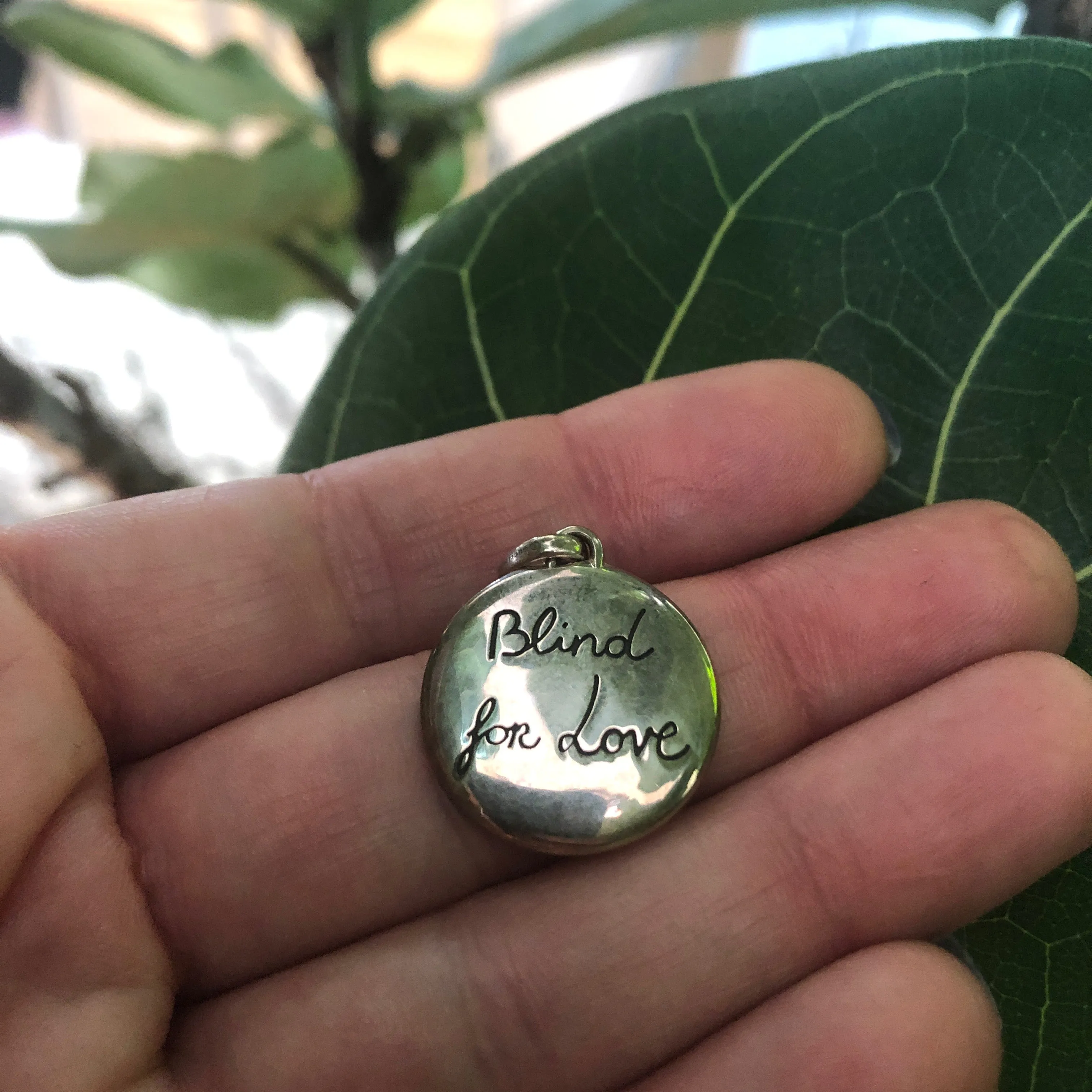 Gucci Blind X Love Round Necklace in Silver