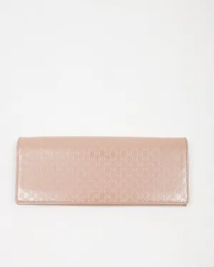 Gucci Blush Pink Patent Leather Guccissima Broadway Long Clutch