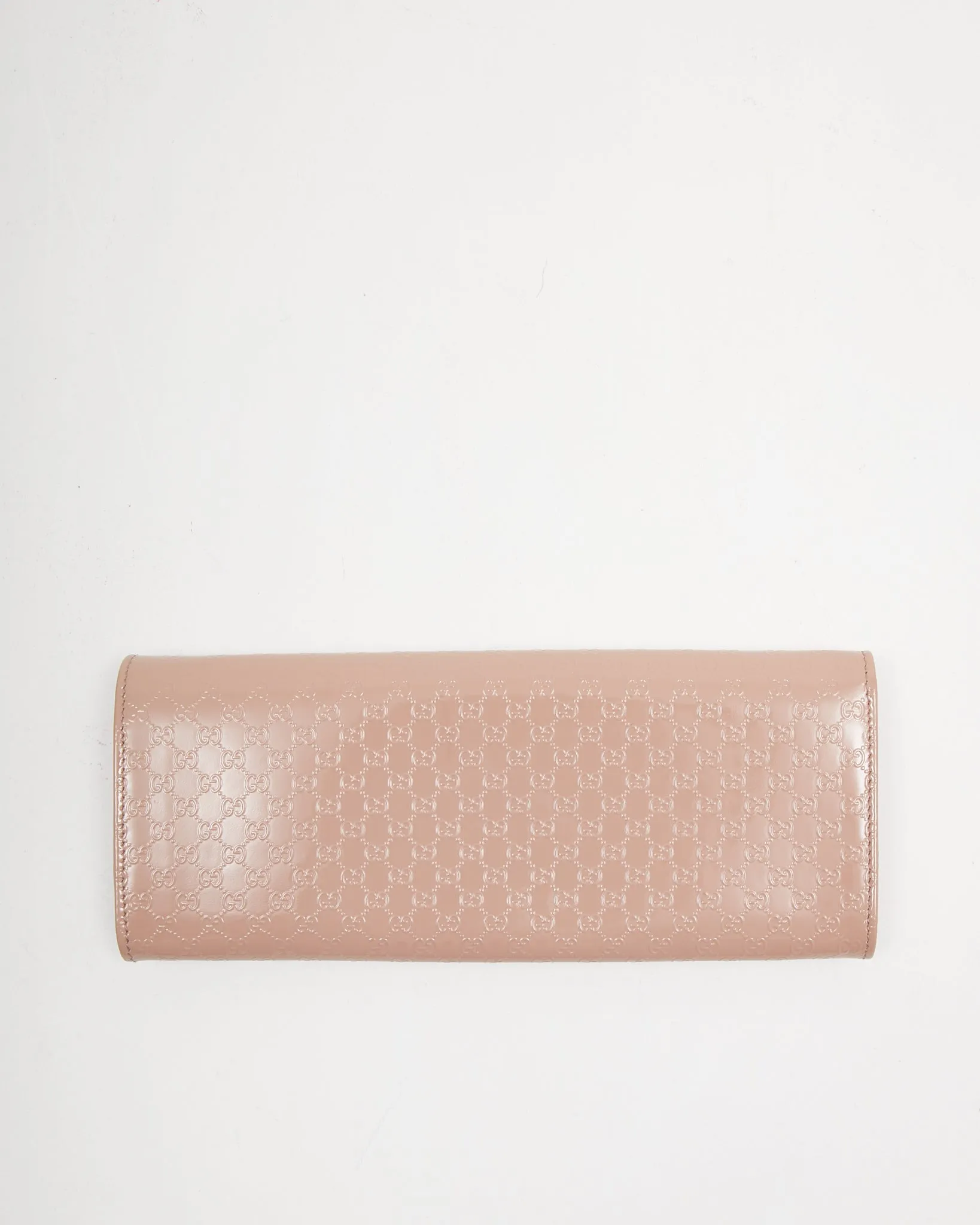 Gucci Blush Pink Patent Leather Guccissima Broadway Long Clutch