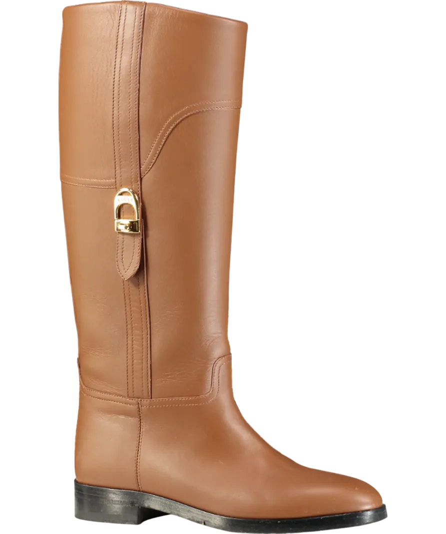 Gucci Brown Leather Flat Knee-high Boots UK 3 EU 36 👠