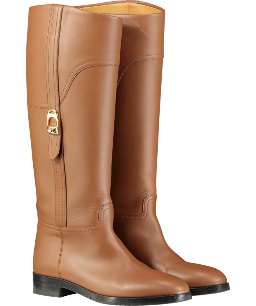 Gucci Brown Leather Flat Knee-high Boots UK 3 EU 36 👠