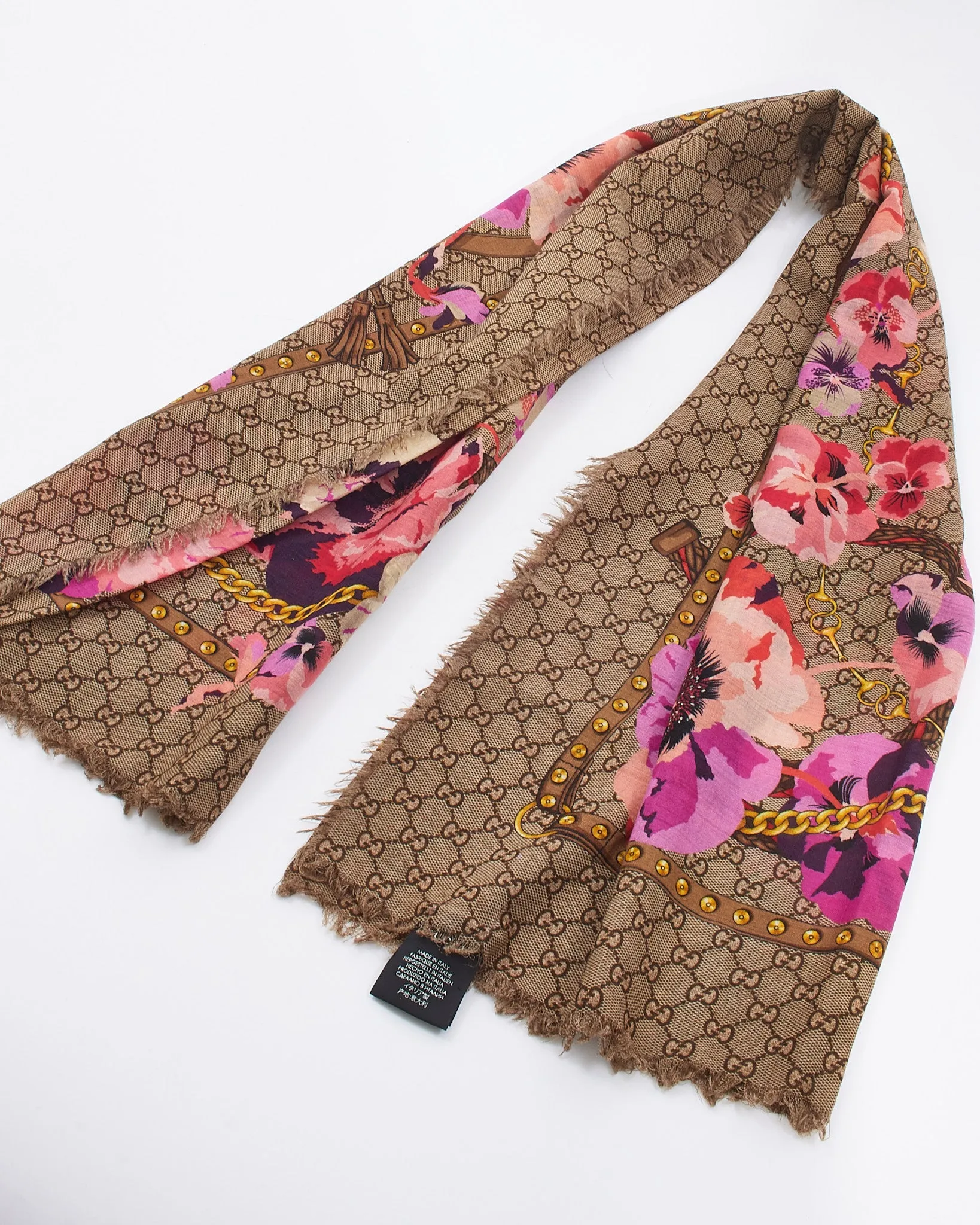 Gucci Floral Monogram Wool Shawl/Scarf