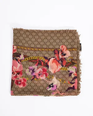 Gucci Floral Monogram Wool Shawl/Scarf