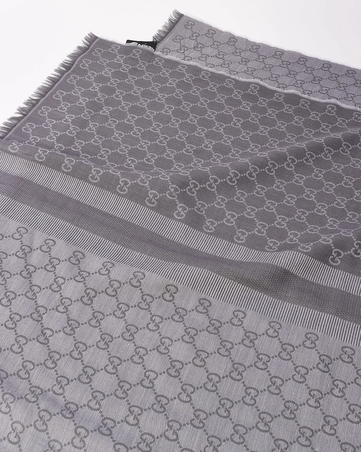 Gucci Grey Wool GG Guccissima Scarf