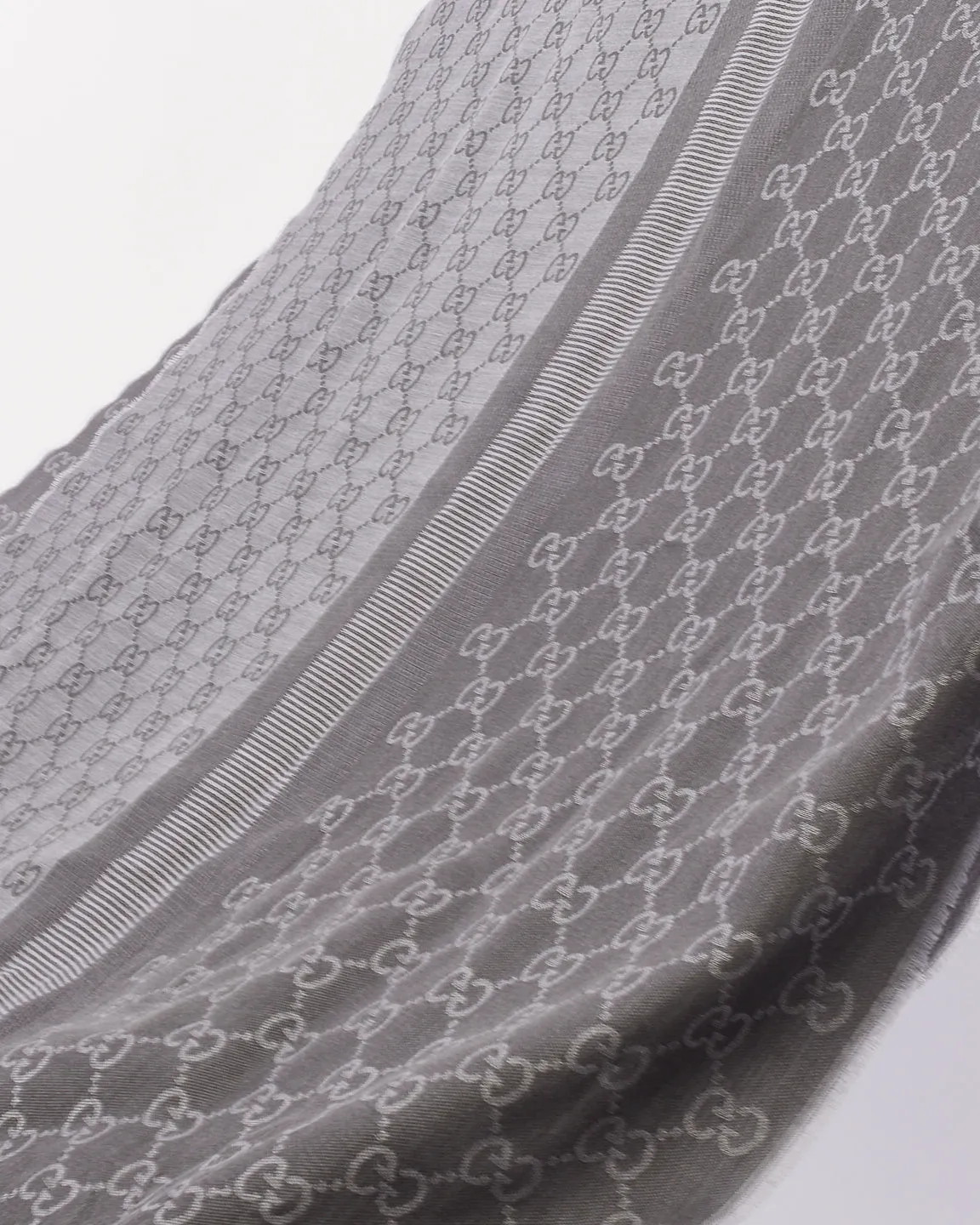 Gucci Grey Wool GG Guccissima Scarf