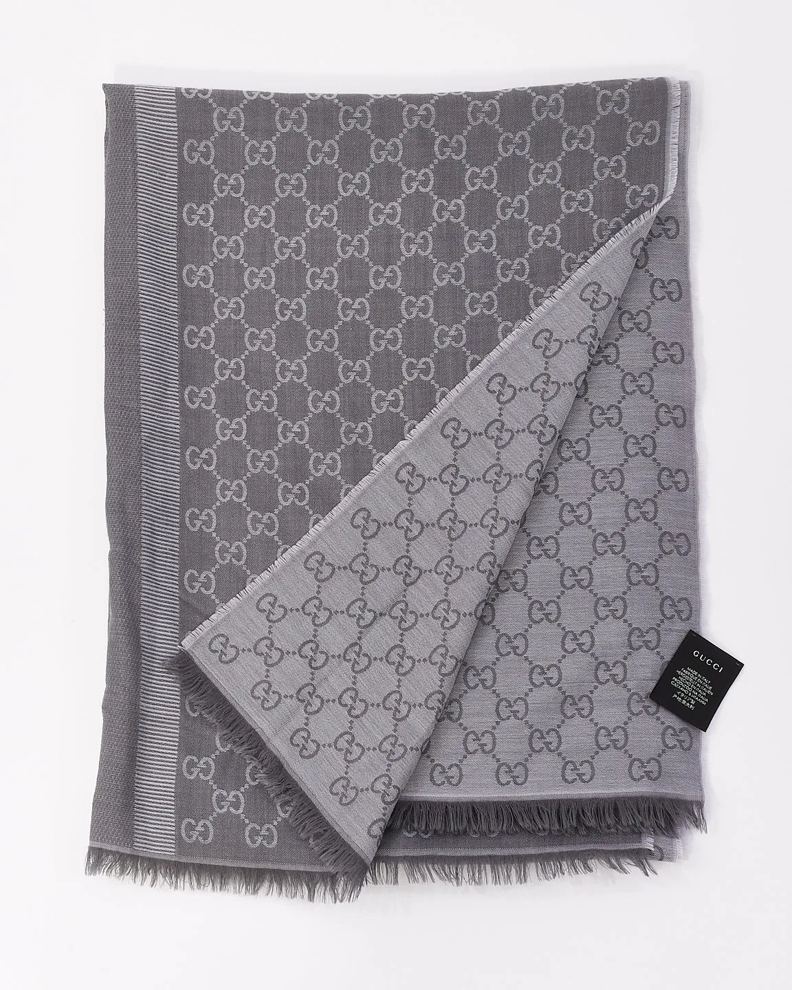 Gucci Grey Wool GG Guccissima Scarf