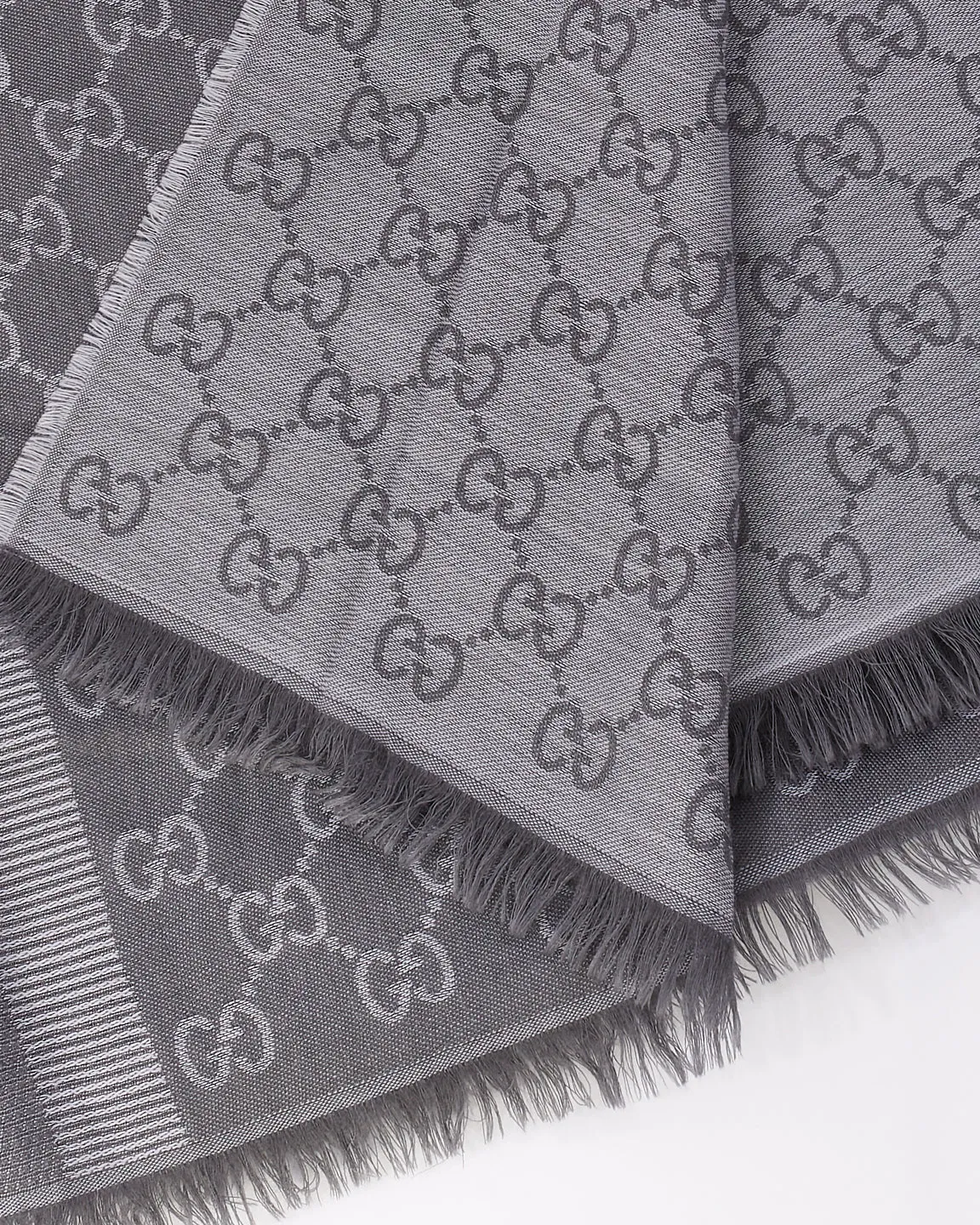 Gucci Grey Wool GG Guccissima Scarf