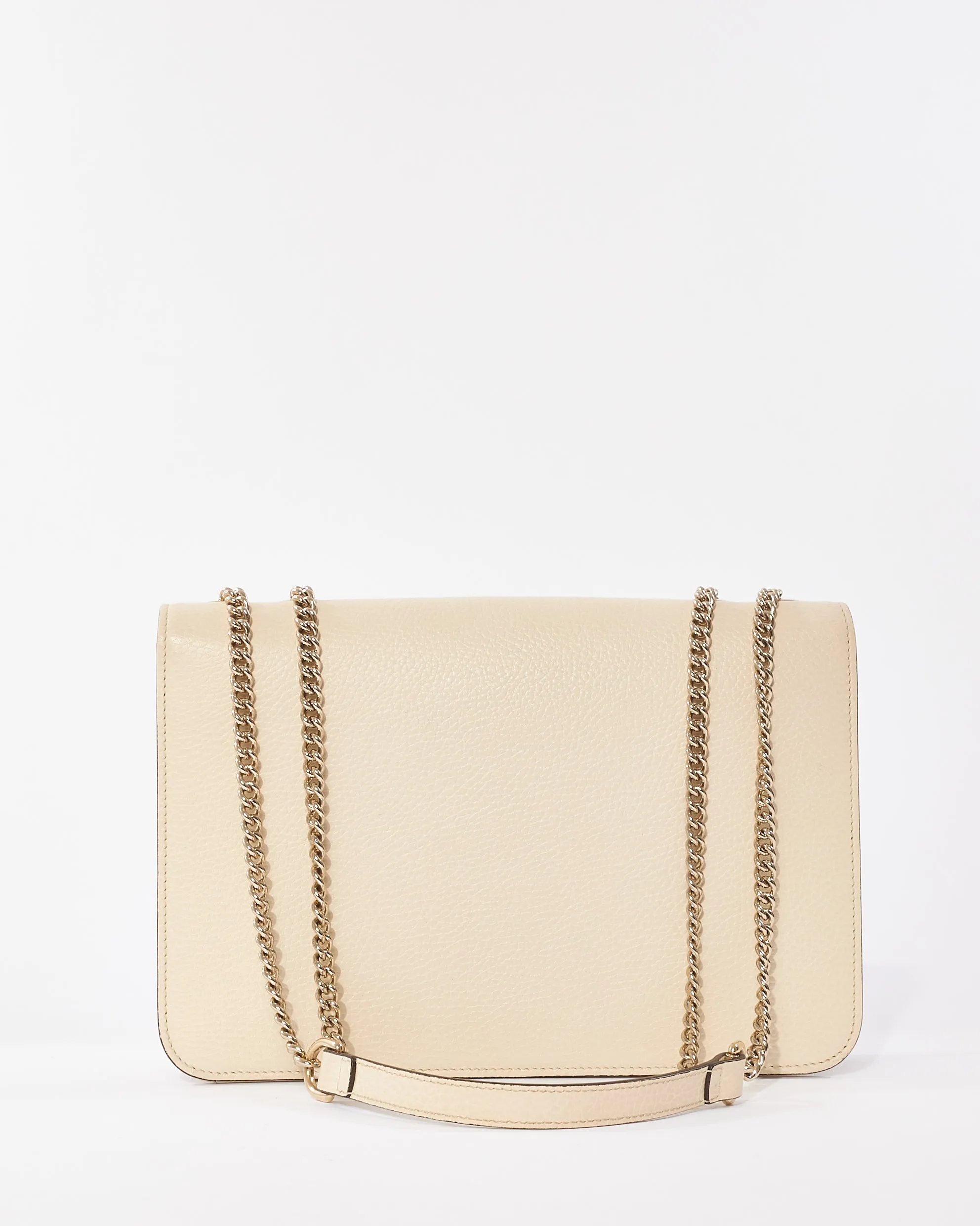 Gucci Off White Calfskin Leather Dollar Interlocking G Shoulder Bag