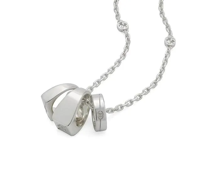 Gucci Sterling Interlock G Triple Mini Rings Necklace