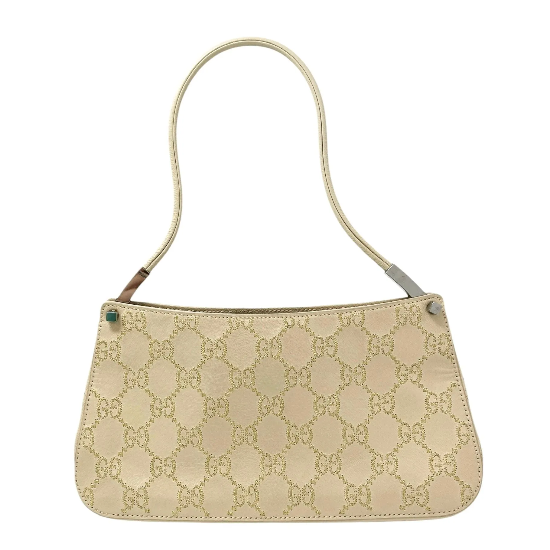 Gucci Tan Leather Embroidered Shoulder Bag