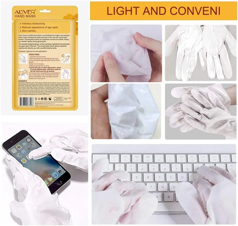 Hand Mask, 5 Pairs Hand Moisturizing Gloves Repairing Hand Mask for Extra Dry Skin Spa Masks, Exfoliating Hand Peeling Mask, Repair Rough Skin for Men & Women (C)