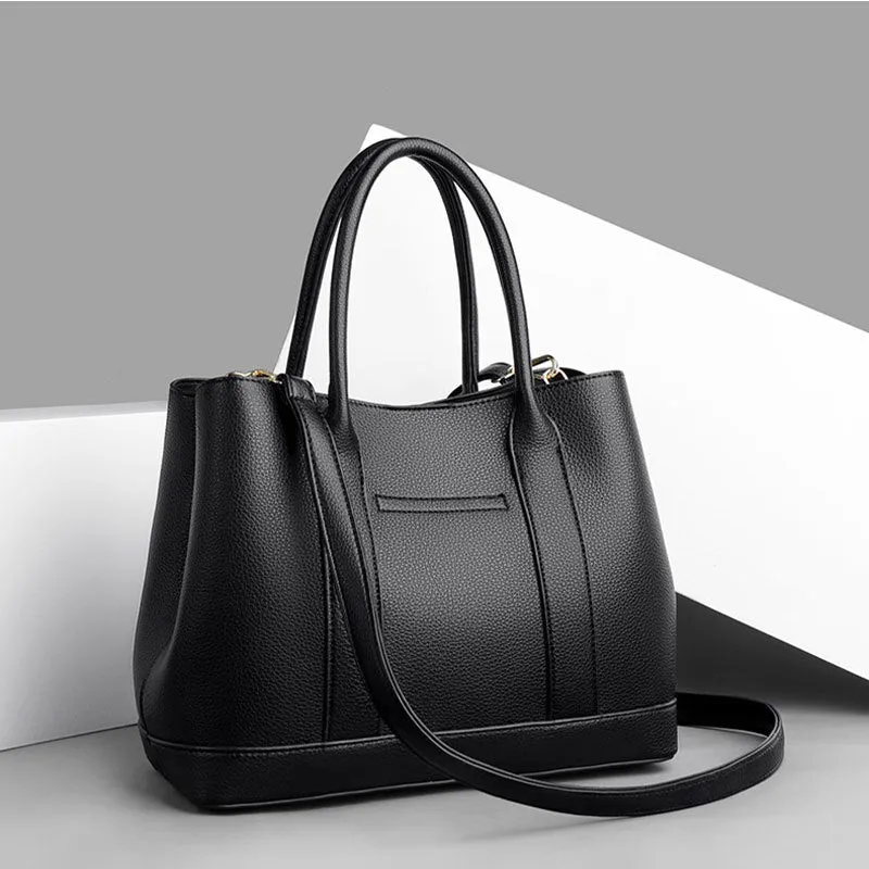 Handbags, New large-capacity textured women's bags, fashionable soft leather shoulder bags,  temperament women's satchel wholesale
