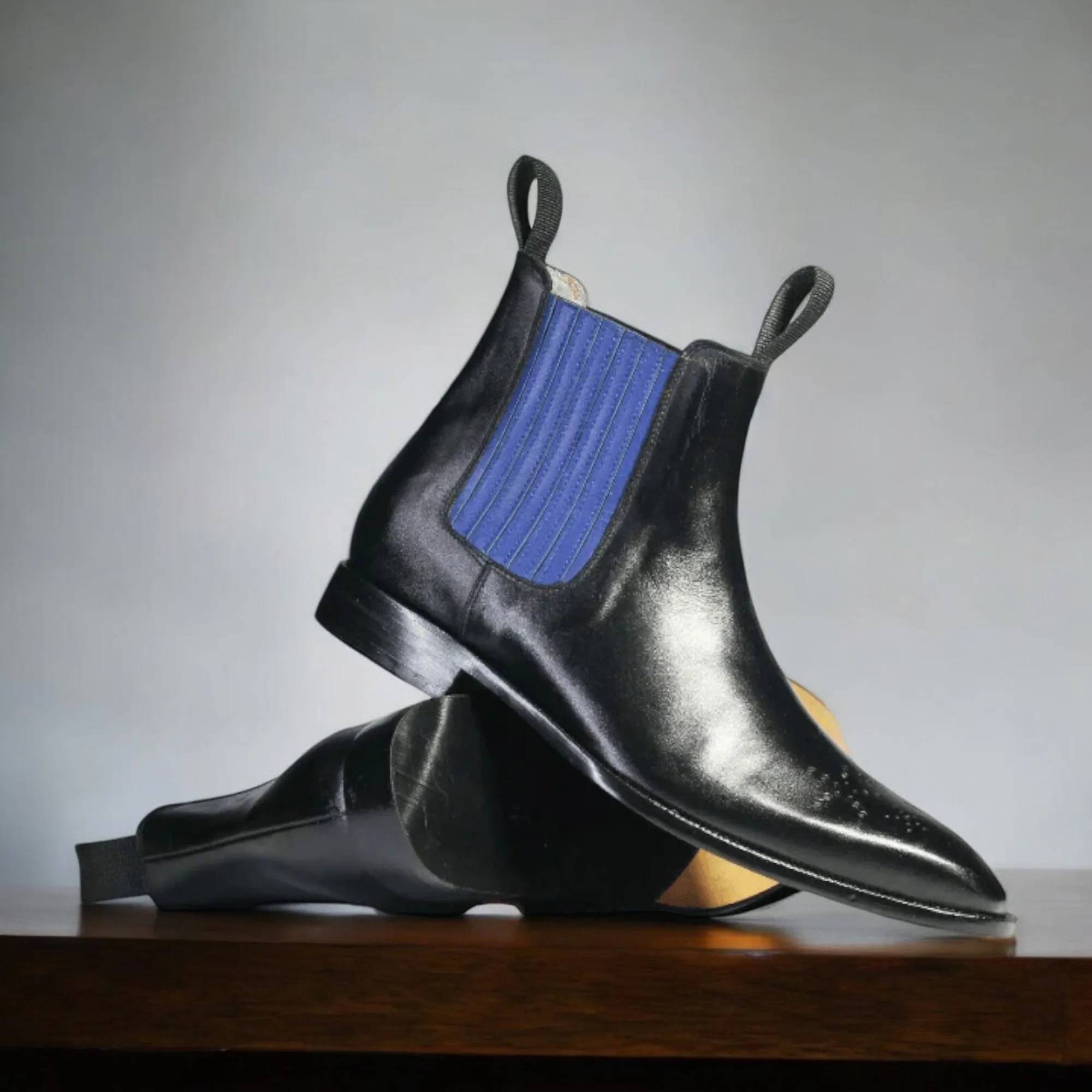 Handmade Black Chelsea Leather Boot