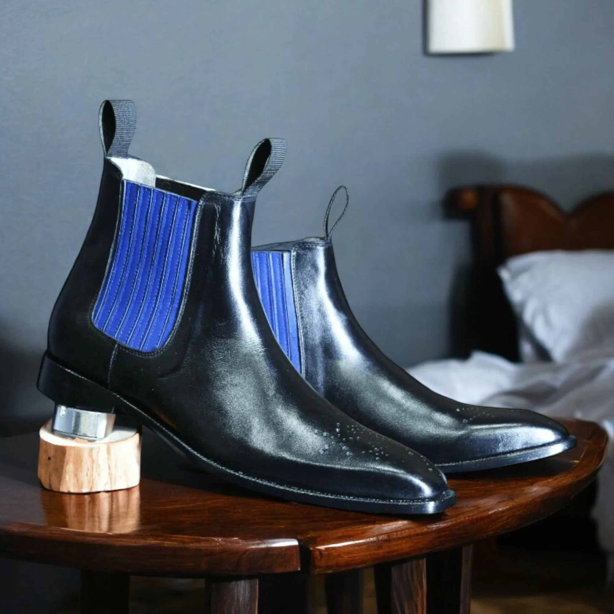 Handmade Black Chelsea Leather Boot