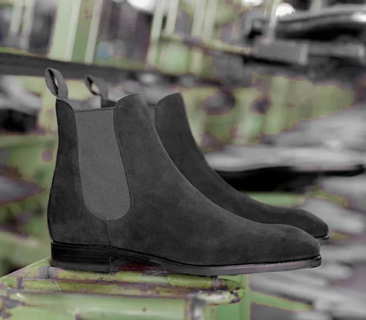 Handmade Dark Gray Suede Chelsea Boots for Men