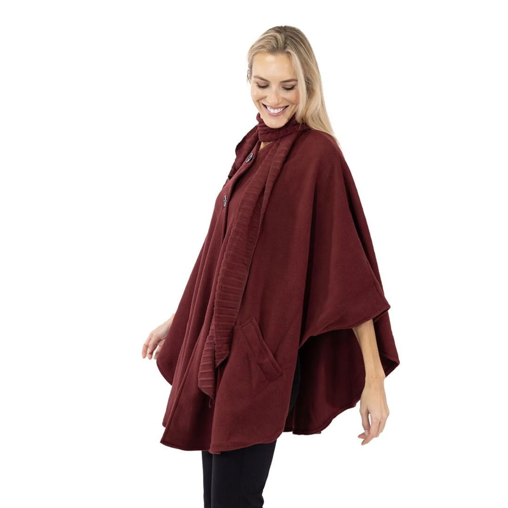 Hannah Cozy Coat Cape with Attached Scarf, and Gloves Set