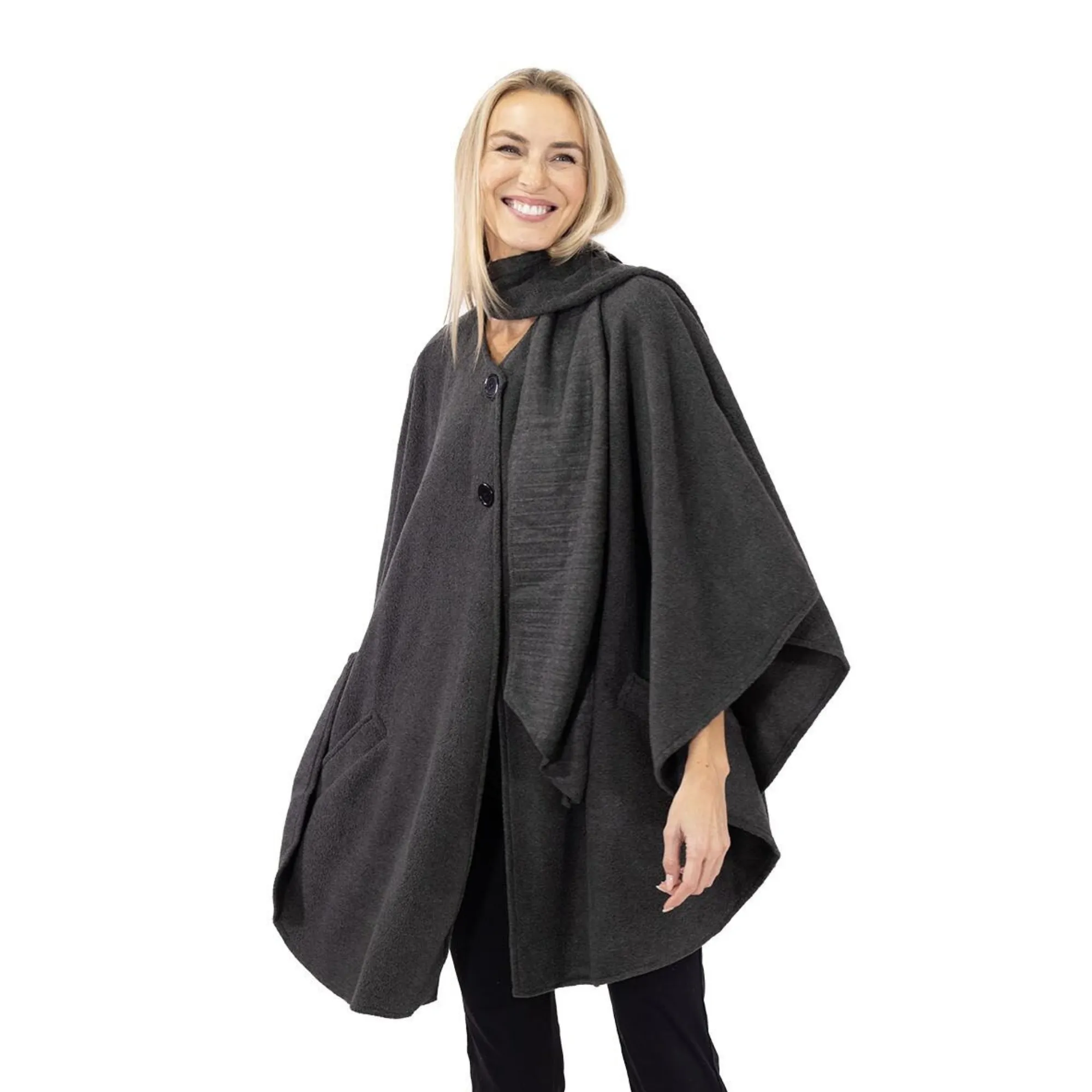 Hannah Cozy Coat Cape with Attached Scarf, and Gloves Set