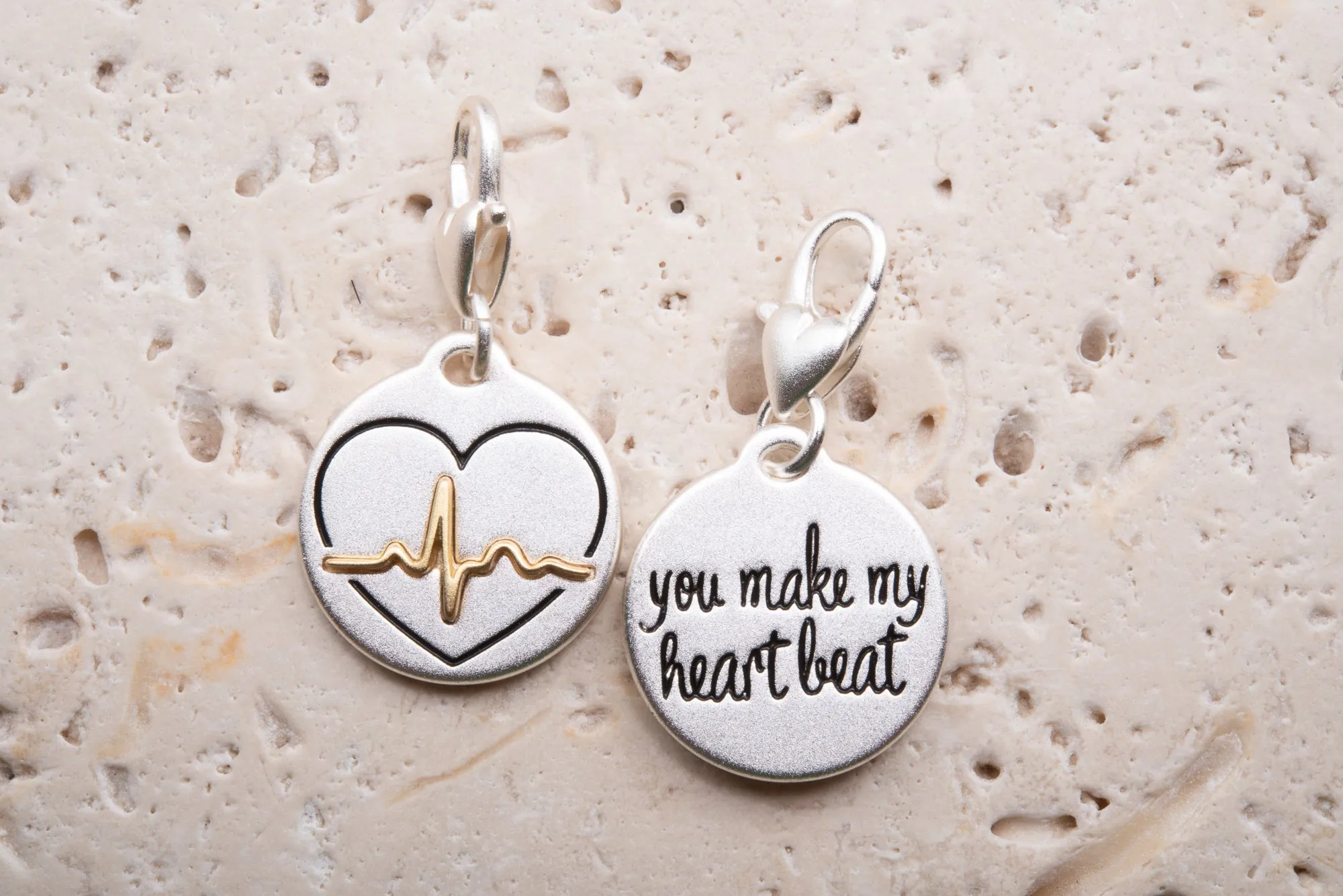 Heartfelt Emotions Silver 2-Tone Medallion - Heartbeat