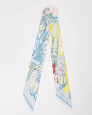 Hermes Baby Blue Multi Color Print Silk Twilly Scarf