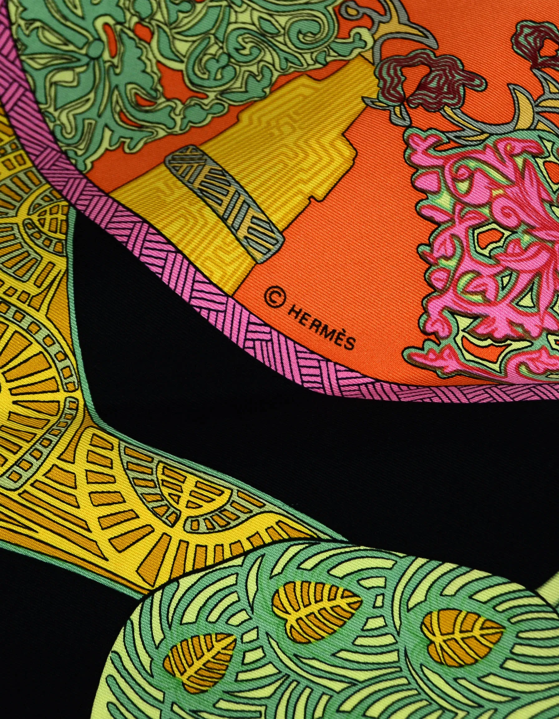 Hermes Black/Multicolor Art des Steppes 90cm Silk Scarf