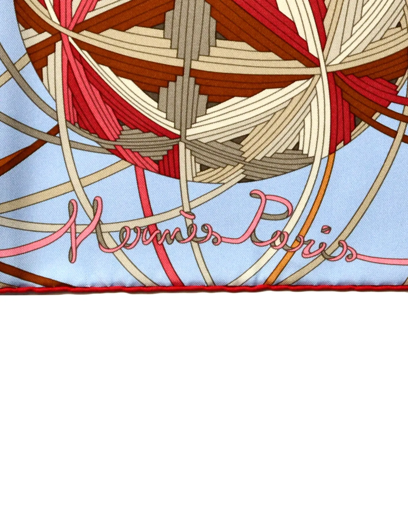 Hermes Blue Marron L'Art du Temari 90cm Silk Scarf designed by Nathalie Vialars