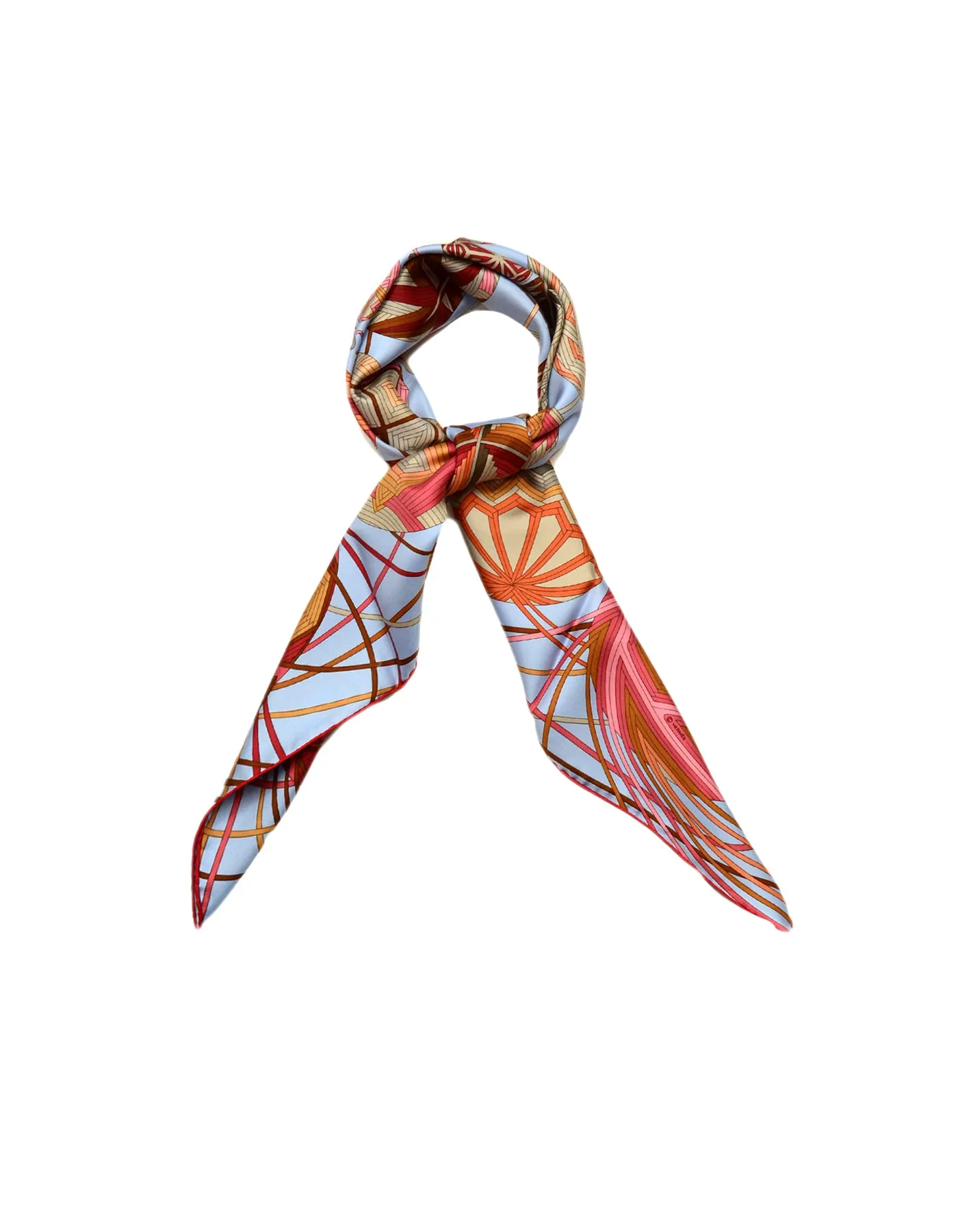 Hermes Blue Marron L'Art du Temari 90cm Silk Scarf designed by Nathalie Vialars